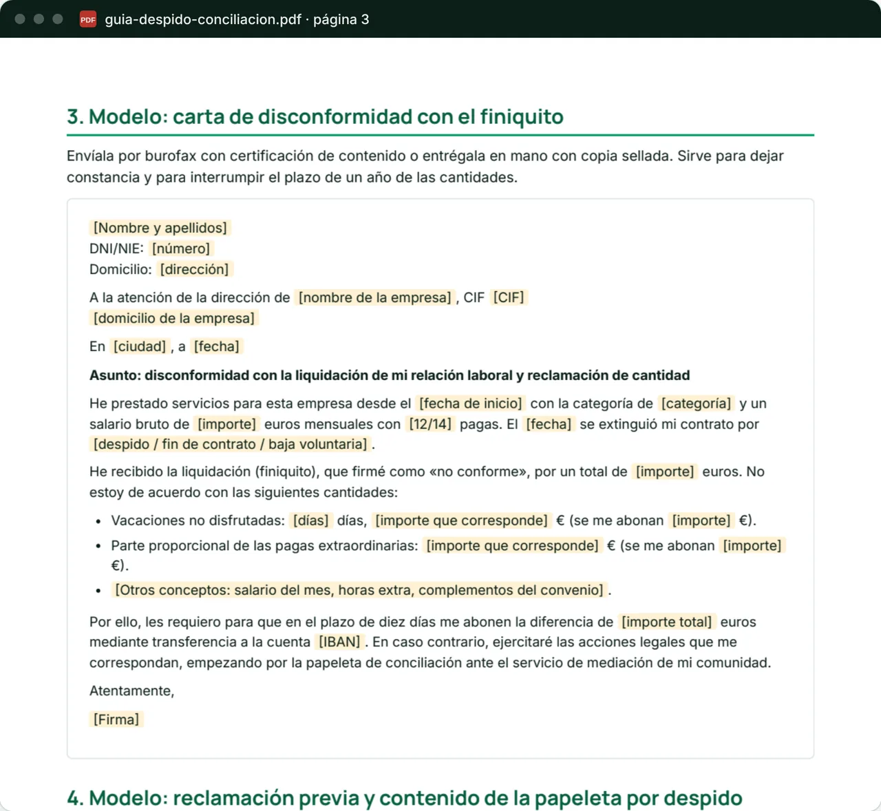 Model de carta de disconformitat (PDF)